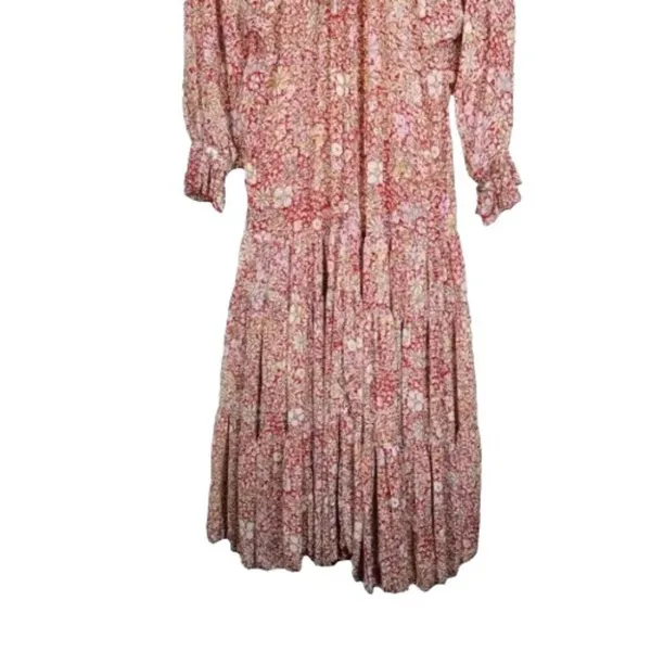Free People Feeling Groovy Red Floral Boho Long Sleeve Maxi Dress NWT - Image 5