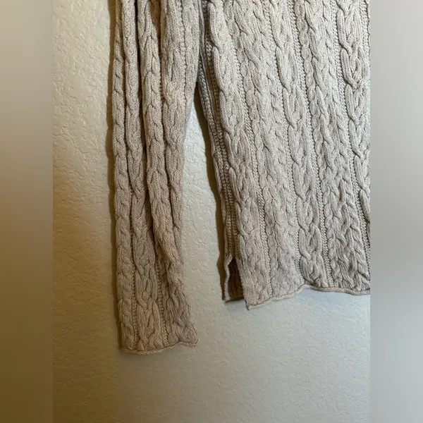 Y2K‎ Lauren Ralph Lauren Cable Knit Delicate Sweater Sz Medium Oat Tan Heathered - Image 3