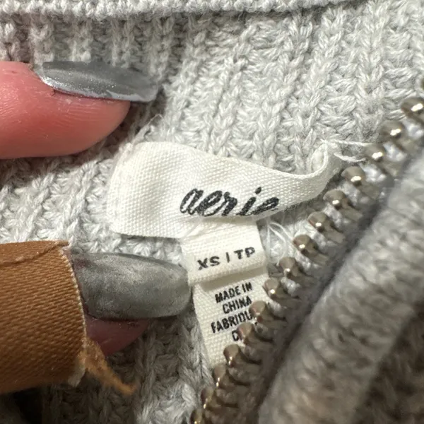 AERIE Gray Oversized Quarter-zip Mid-weight Sweater | Women’s Size XS - Image 2