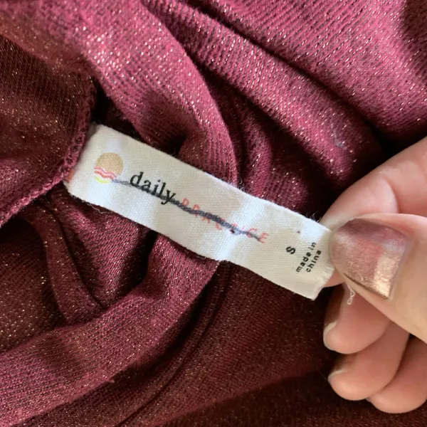 Anthropologie‎ Daily Practice Bodysuit Small Maroon Shimmer Sexy Chic Y2K - Image 6