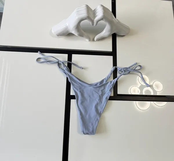 Baby Blue Tie-Side Bikini Bottoms - Size S - Image 2