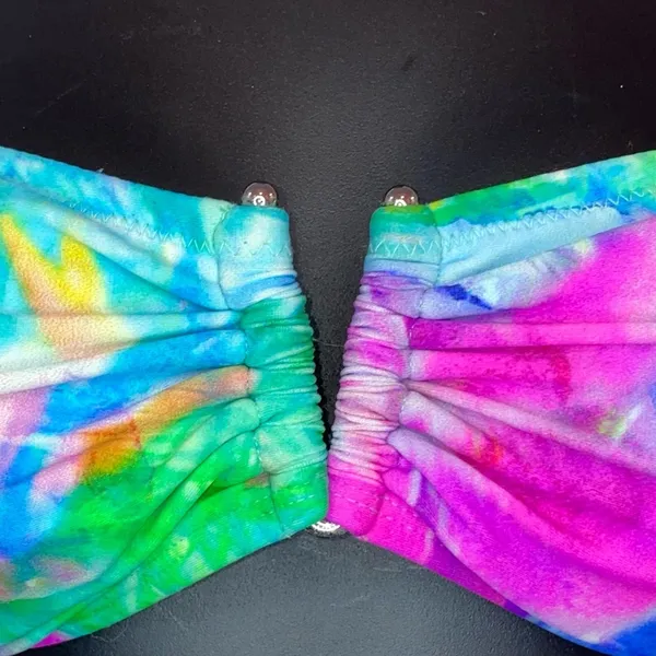 2‎ Chillies Bandeau Bikini Top Size 4 Multicolor Tie Dye Strapless Festival - Image 2