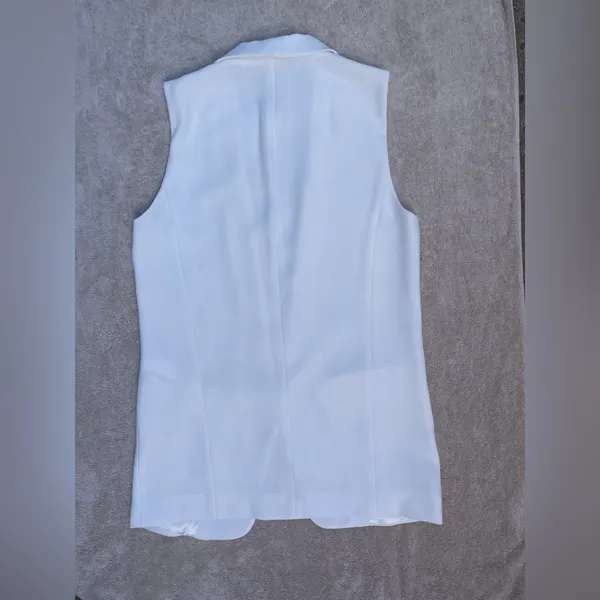 NWT Zara White Sleeveless Blazer Vest Wedding Summer Tuxedo Smoking Classic S - Image 3