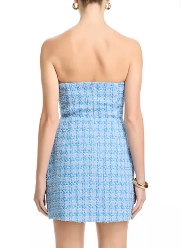 AQUA Dress Small Blue tweed - Image 3