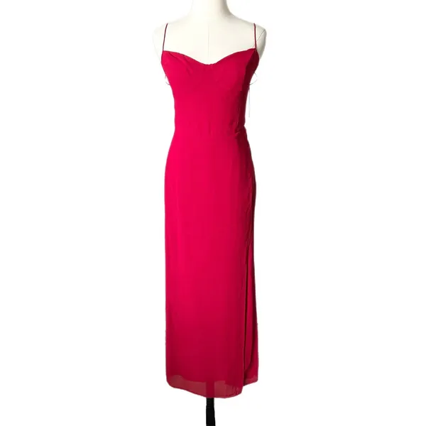Reformation Kourtney Midi Dress Red Spaghetti Strap Sweetheart Neck Size 8 - Image 2