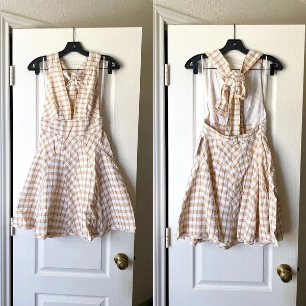 Free People Do The Twist Gingham Halter Mini Dress Tea Size‎ 2 NWT - Image 3