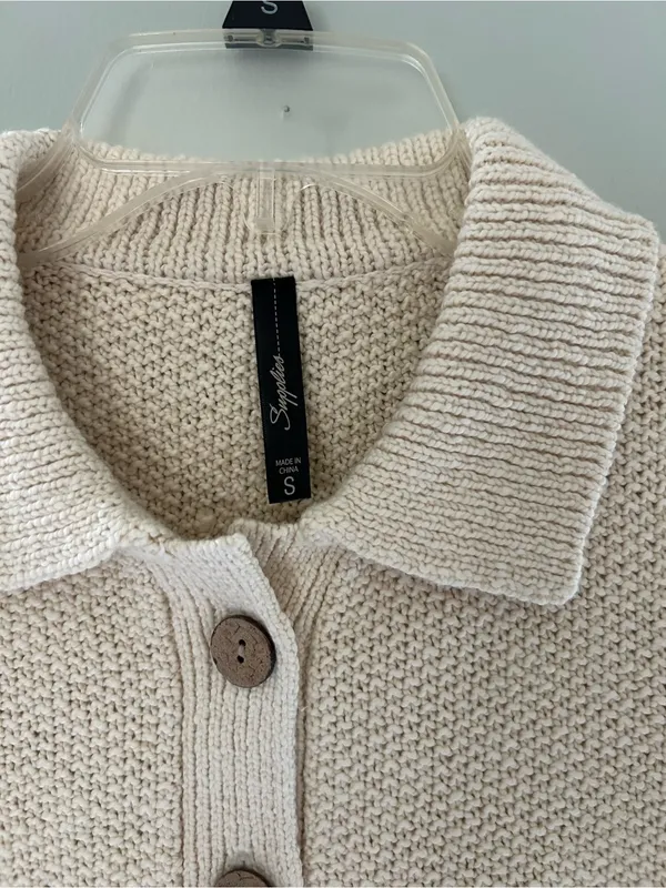 UNIONBAY Cream Short-Sleeve Button Cardigan Sweater small - Image 3