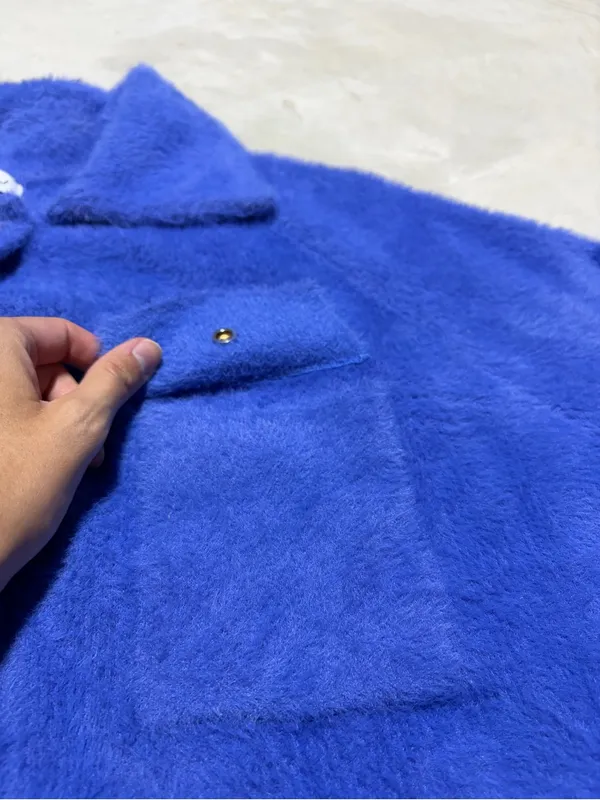Bucket list Frankie soft fur shacket medium Blue - Image 3