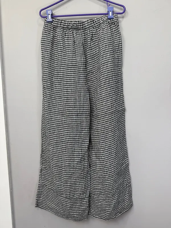 Reformation Gingham Wide Leg Pants Black White Size Medium Made in USA - Image 4