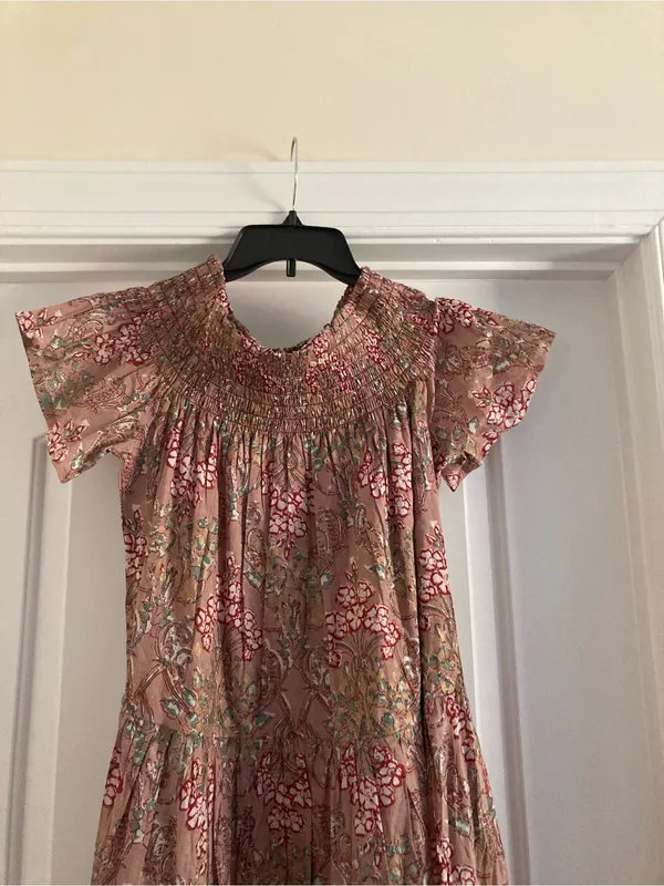 Smocked Floral Maxi Dress in Rust Pink - Image 4