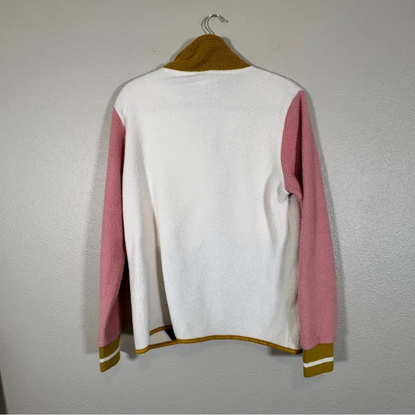 Kari Traa White Pink Fleece Colorblock Full Zip Sweater Womens M Fall Casual - Image 3