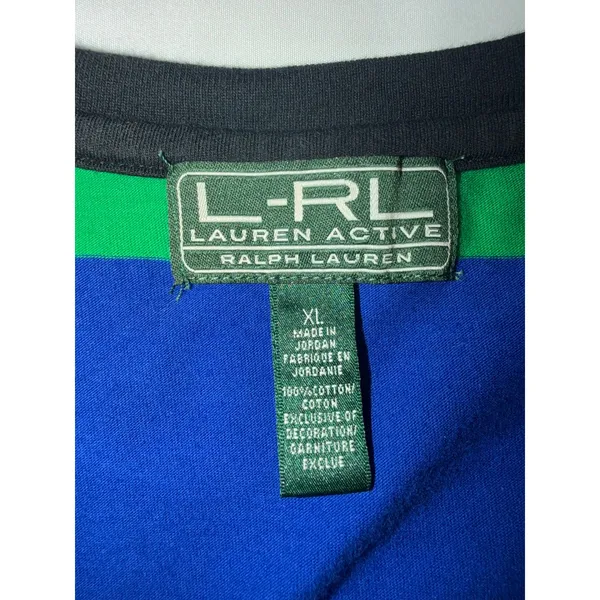 Ralph‎ Lauren Active Color Block Stripe Long Sleeve Cotton Shirt Black Size XL - Image 3