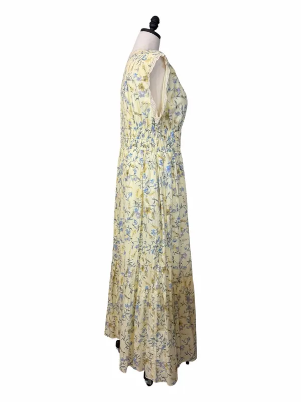 Taylor Maxi Dress 16W Yellow Floral Cotton Lace Smocked Waist NWT Cottagecore - Image 5