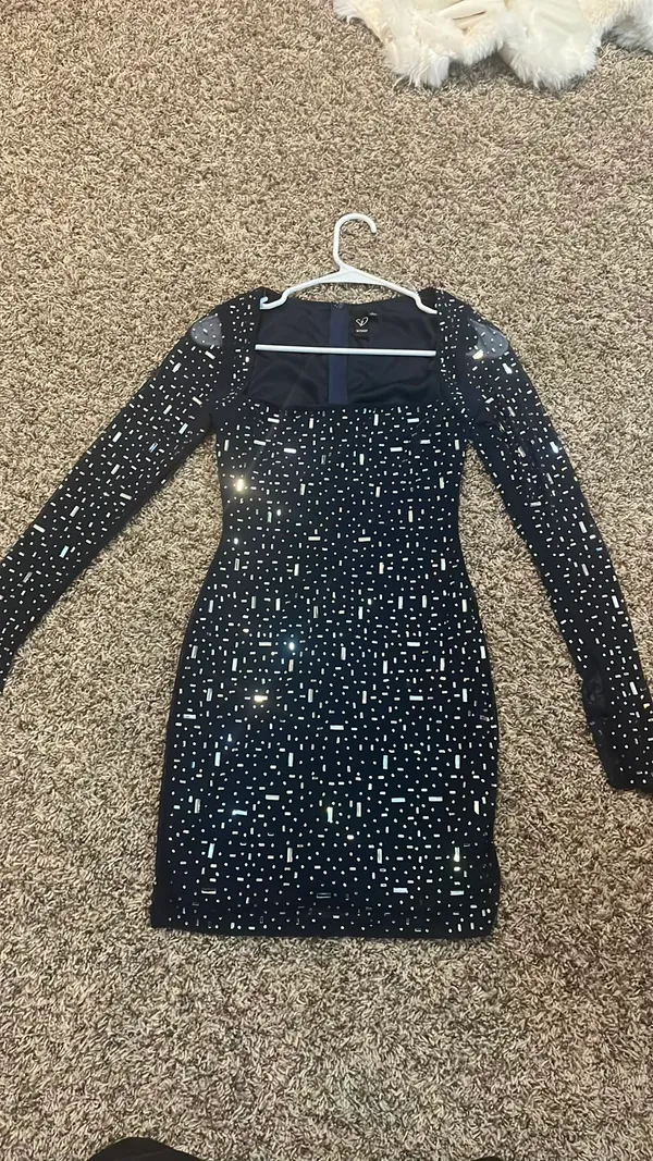 Windsor Navy Blue Homecoming Sparkly Dress - Image 2