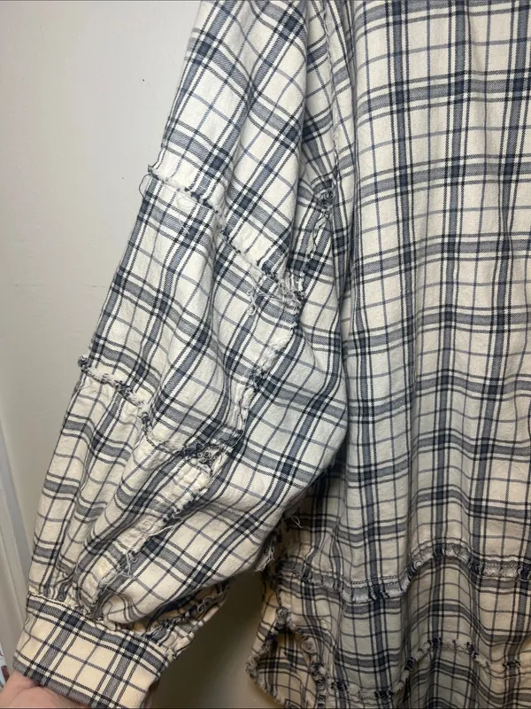easel White, Blue, & Black Plaid Button-Down Shirt Dress - Image 4