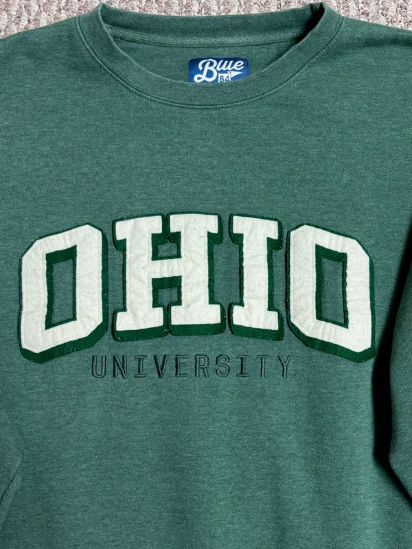 Blue 84 Men’s Green Ohio University Embroidered Casual Crewneck Sweatshirt - Image 3