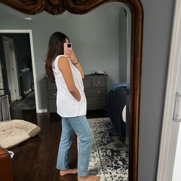 Banana Republic White Sleeveless Blazer Vest - Image 13