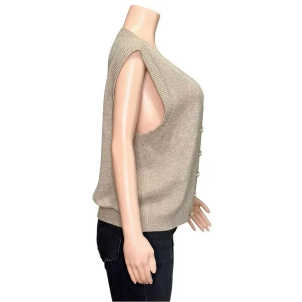 REFORMATION Jacqui Cashmere Sweater Vest, Oatmeal, Large - Image 5