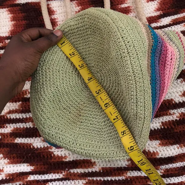 Y2K colorful striped straw crotchet basket fairy shoulder beachy hand bag purse hippie indie boho multicolored - Image 5