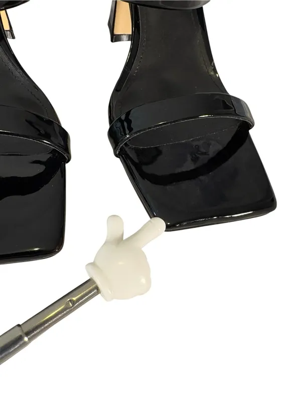 Marc Fisher Zasha Women 9.5 Black Square Toe Heeled Mules Y2K Strappy Sandals - Image 11