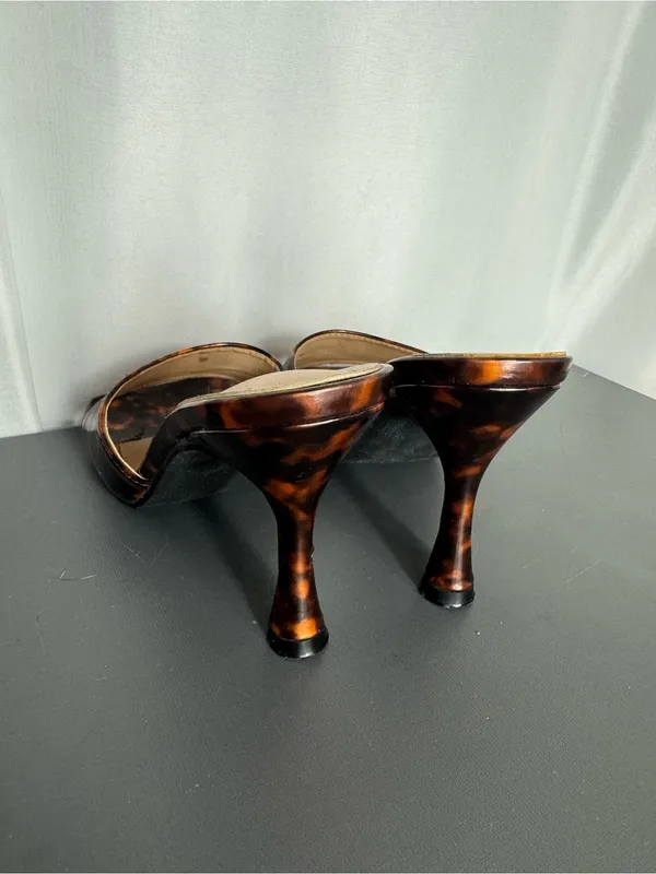 SHEIN Tortoiseshell Brown Square-Toe Slide Heels size 6 - Image 5