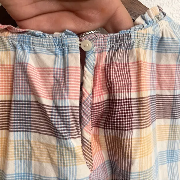Old Navy Womens Shirt Blouse Multicolor Plaid Smocked cotton Blend Size XL - Image 8