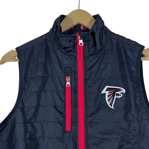 NFL Atlanta Falcons 2022 Select Quilted Full Zip Puffer Vest Black Red Size SM - Image 2