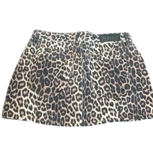 PacSun Womens Leopard Print Denim Mini Skirt Size 27 Animal Print Brown Tan - Image 3