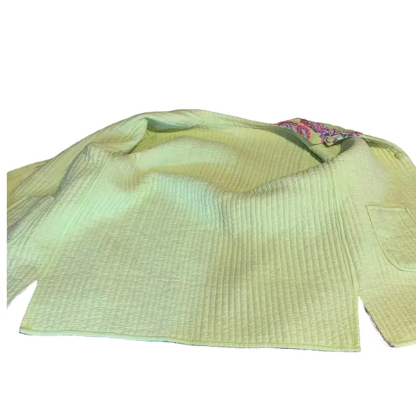 La Cera Pink & Green Paisley Print Quilted Reversible Jacket (L) - Image 10