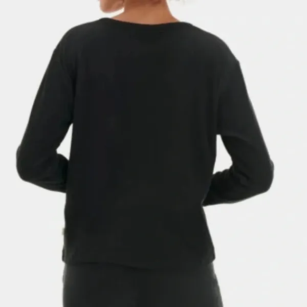 UGG Size Medium Black Ribbed Three Button Long Sleeve Top. New With Tags. - Image 4