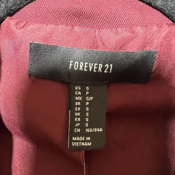 Forever 21‎ Blazer Jacket Wine Burgundy Single Button Small - Image 2