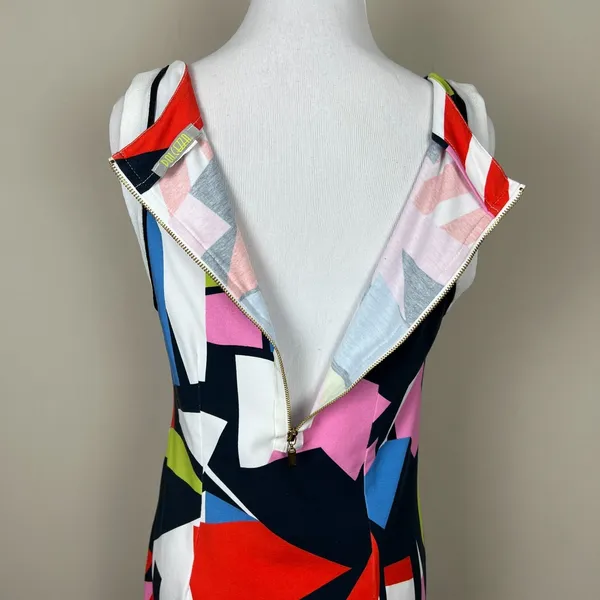Dolcezza Dress Womens Medium Colorful Shift 60s 70s Sleeveless Pocket Mod Mini M - Image 9