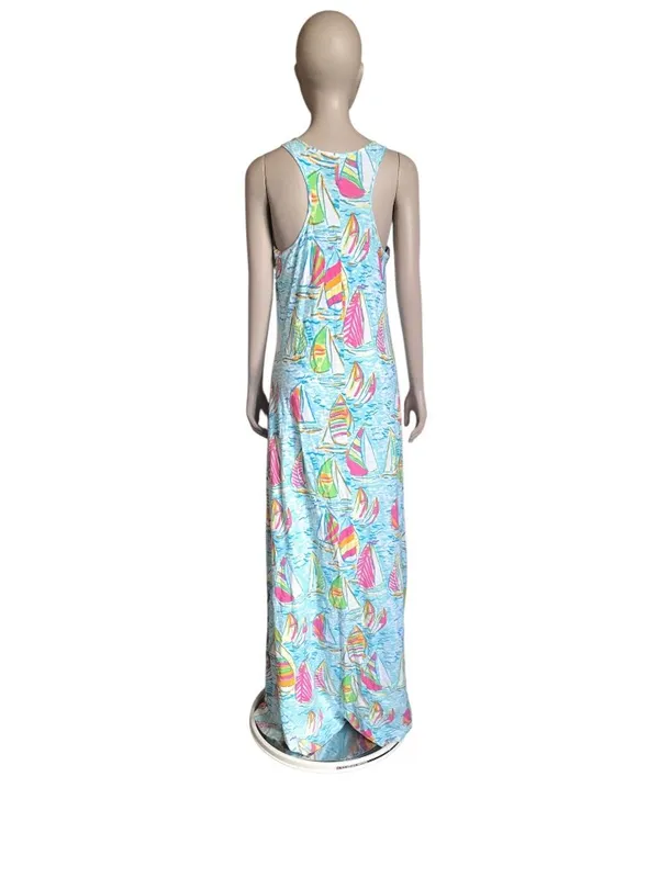 Lilly Pulitzer Blue Sail Boat Maxi Dress - Image 4