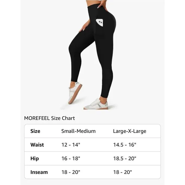 MOREFEEL‎ Small/Medium Black High Waist Tummy Control Yoga Pants Pockets Active - Image 4