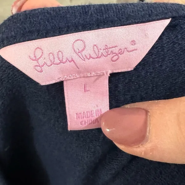 Lilly Pulitzer Skipper V-Neck Popover Tunic Navy‎ Blue Pockets Size Large - Image 5
