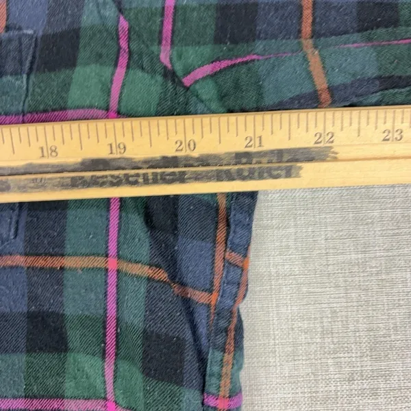 Lauren Ralph Lauren Pajama Top Womens M Green Plaid Flannel Button Up Sleepwear - Image 6