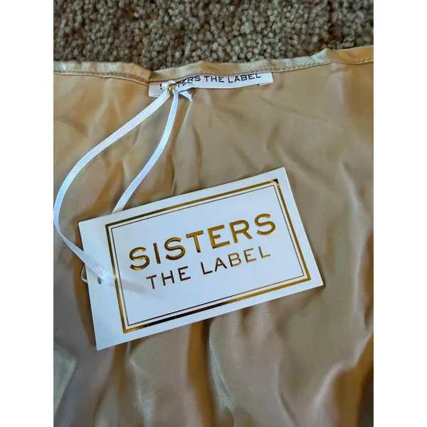 NWT Sisters The Label 100% Pure Silk Multi-Way Wrap Top Champagne Gold Formal - Image 2