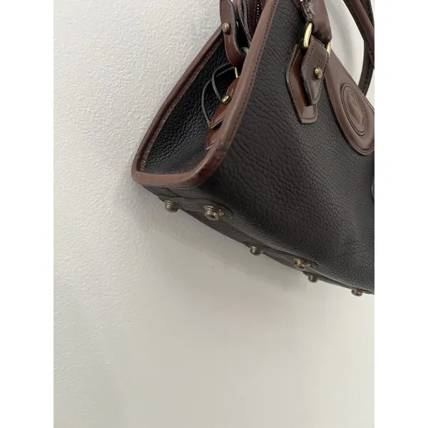 Dooney &Bourke Vintage Brown And Black All Weather Leather Sat Hel Crossbody Bag - Image 8