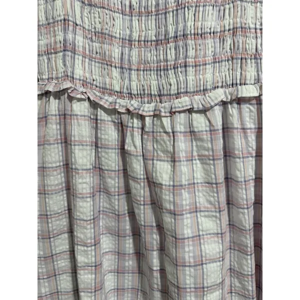 English Factory Plaid Midi Dress W/Ruffles White/Purple Women's Size‎ Small - Image 9