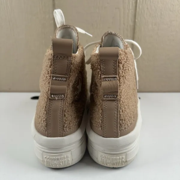 Converse Chuck Taylor All Star Platform Sherpa Sneakers Womens Sz 8.5 Beige Tan - Image 7