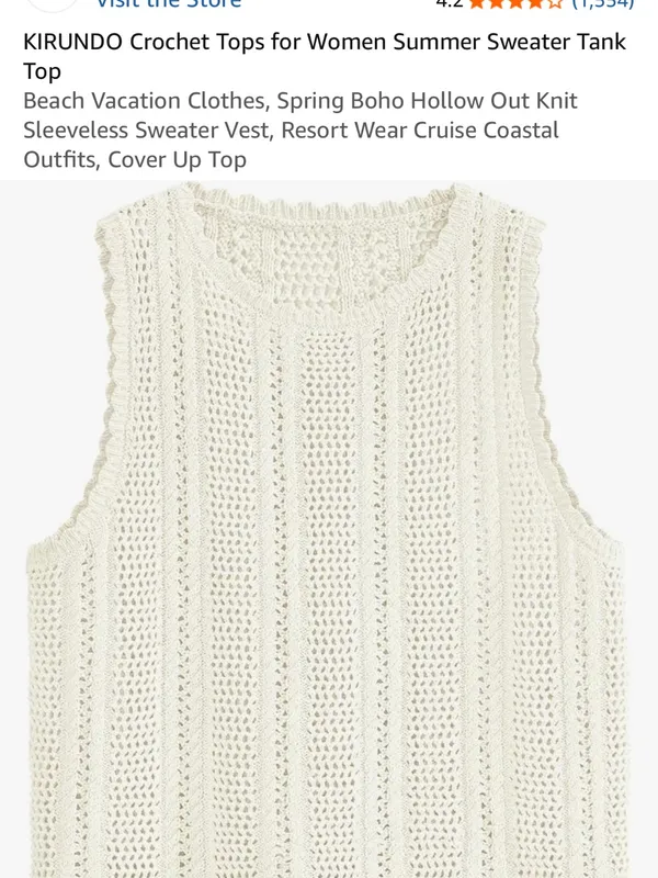 Amazon Crochet Knit Sleeveless Sweater Tank - white - Image 2