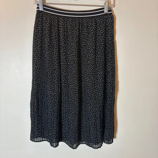Abercrombie & Fitch Polka Dot Pleated Midi Skirt‎ Elastic Waist Size XS - Image 4
