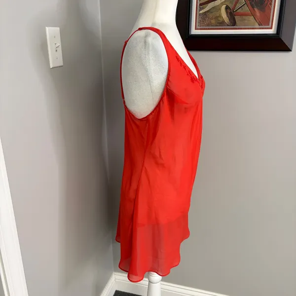 Victoria's Secret Red Sheer Embroidered Babydoll Chemise Nightgown Large - Image 3