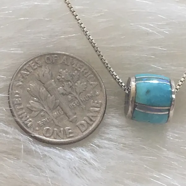 Sterling Silver Turquoise Inlay 16” Necklace and Earrings Set - Image 7