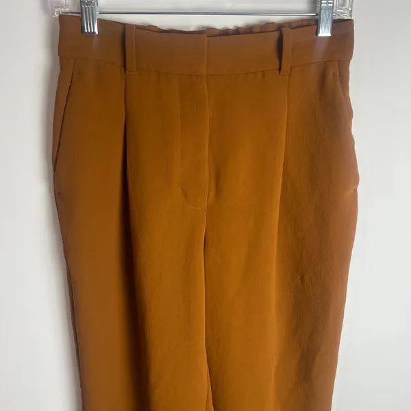 Aritzia Wilfred Camel Pleated Ankle Length Cuffed Hem Trouser Pants - Image 2