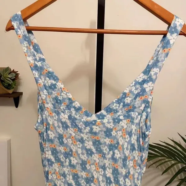 Charlie Holiday Blue Floral Midi Dress V Neck Sleeveless Slip Dress S NWT - Image 6