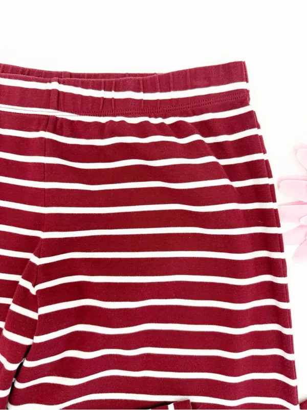 Lake Pajamas Pima Cotton Wide Leg Pajama Lounge Pants Stripe Bordeaux Maroon - Image 5