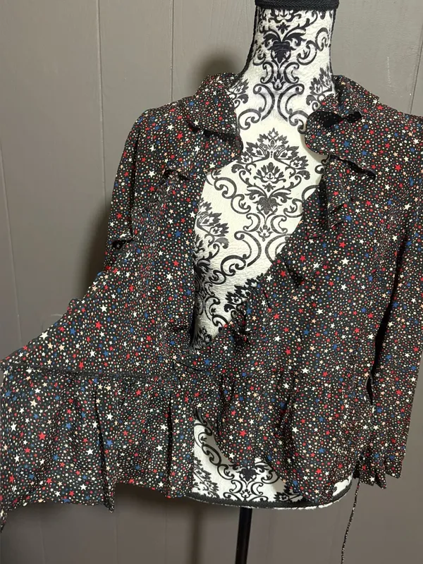 MADEWELL Silk Ruffle-Hem Wrap Top in Starry Night - Image 5