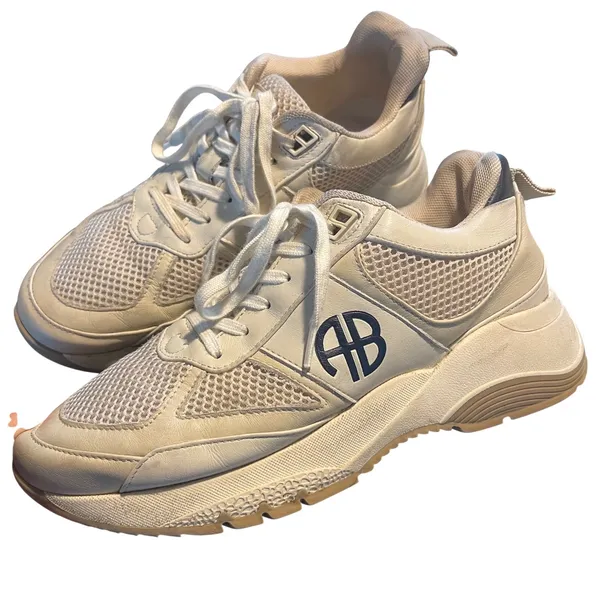 Anine Bing Dalton Sneakers Womens 37 7 Cream Sport Chunky Mesh Leather Dad Shoes - Image 2