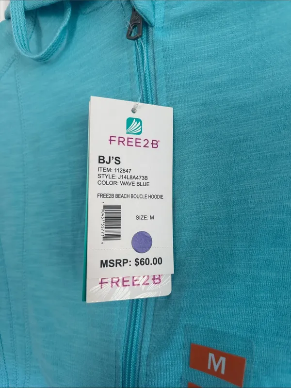 Free2B Lightweight Active Women's Sweatshirt-Beach Boucle Hoodie in Wave Blue - Image 2